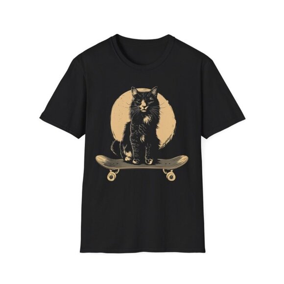 Tops - Skateboard Cat Shirt, Cool Cat Shirt, Cat T Shirt